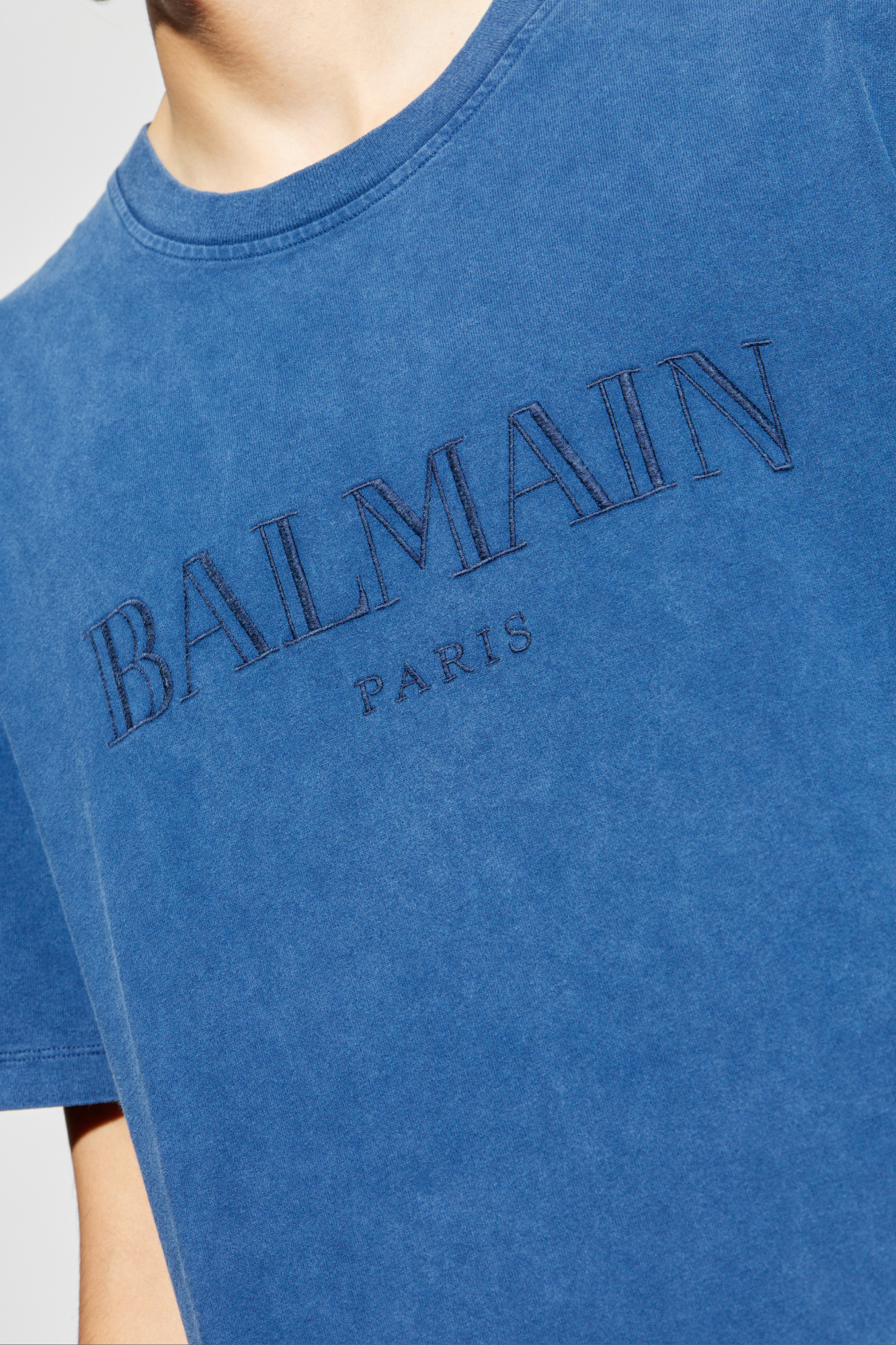 Tシャツ・カットソー BALMAIN Men T Shirts DH1EG010BC72 SOS Blue Vintage Balmain embroidered T-shirt BALMAIN Blu | Grifo210